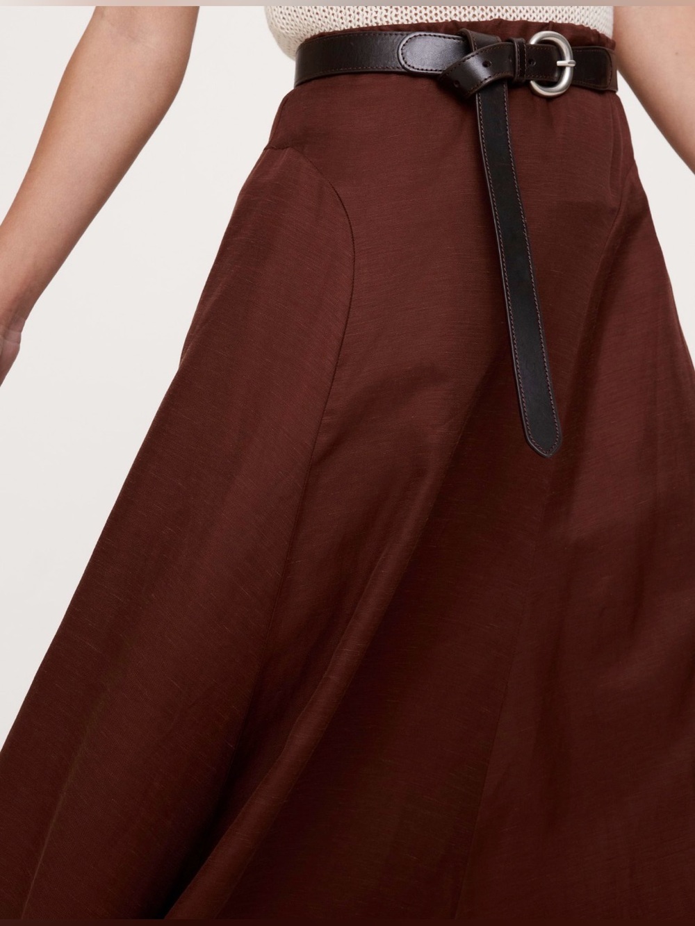 NWT Banana Republic Viscose Linen Maxi Chocolate Brown Skirt Sz L (#900008) - Picture 3 of 6